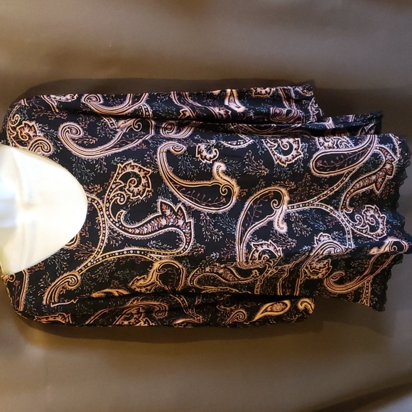 Black Paisley Print Cold Arm Tunic Dress Size XS - Picture 3 of 15